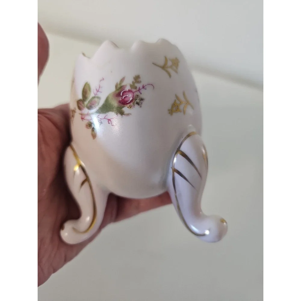 Vtg Napco Pink Floral 3 Footed Cracked Egg Vase Japan C6322